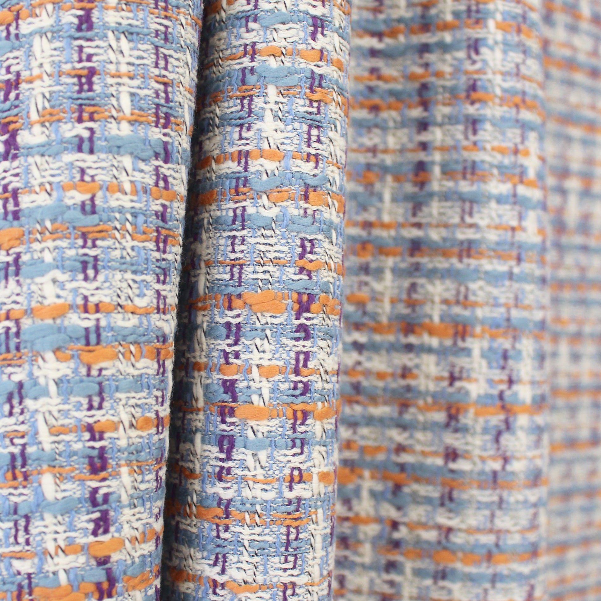 Chanel-style cotton tweedy suiting - Parisian blue