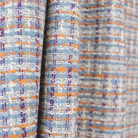 Chanel-style cotton tweedy suiting - Parisian blue