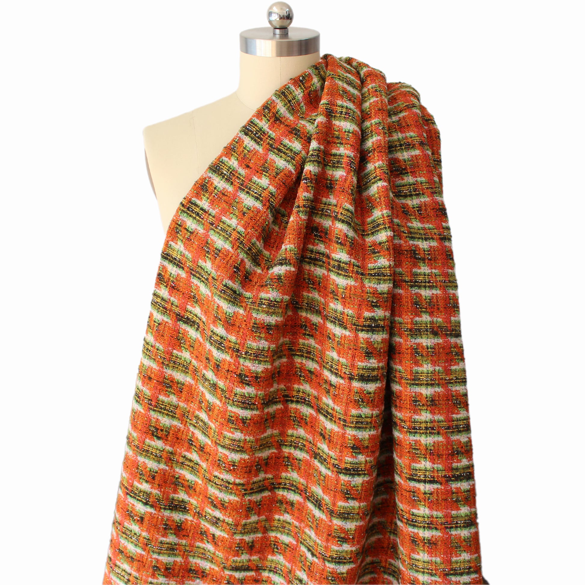 Fine Italian 'modern houndstooth' suiting - pumpkin