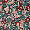 Italian floral viscose crepe woven - crimson/teal/black