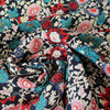 Italian floral viscose crepe woven - crimson/teal/black