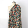 Italian floral viscose crepe woven - crimson/teal/black