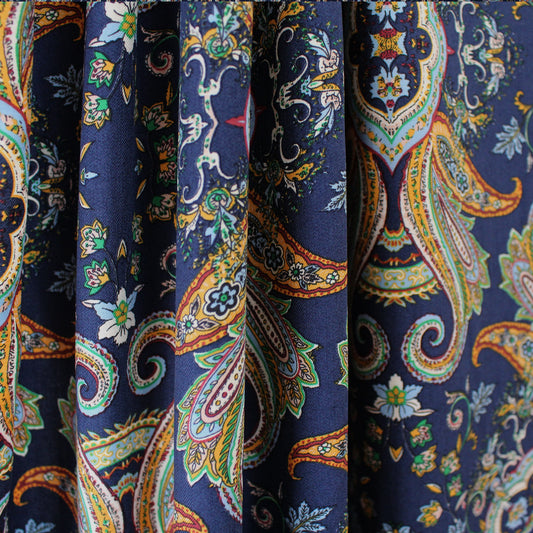 Italian 'indigo paisley" drapey viscose twill