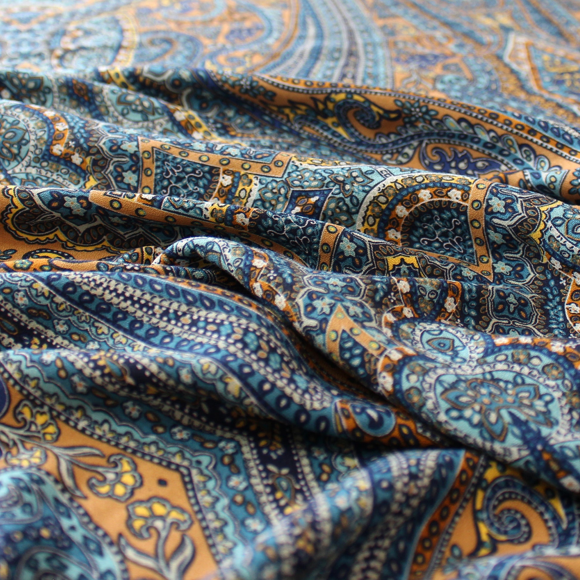 Italian 'paisley path' viscose crepe woven