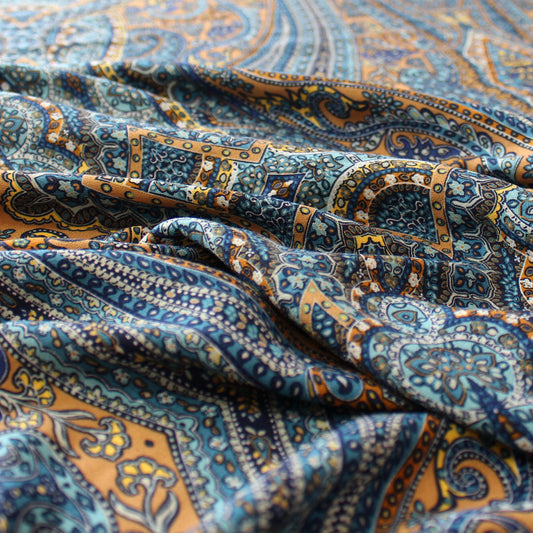 Italian 'paisley path' viscose crepe woven