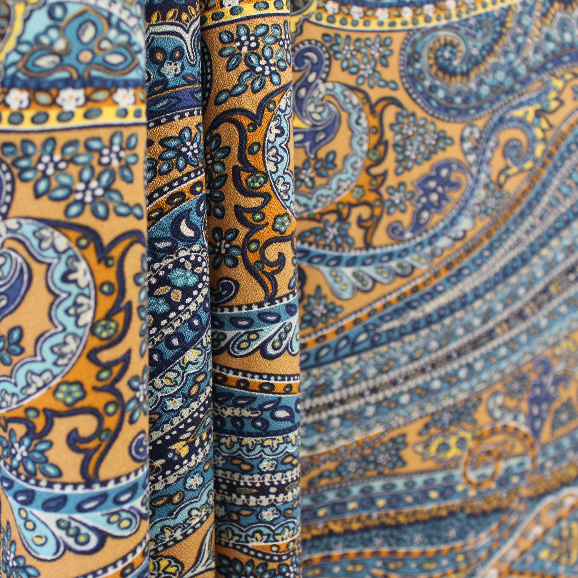Italian 'paisley path' viscose crepe woven