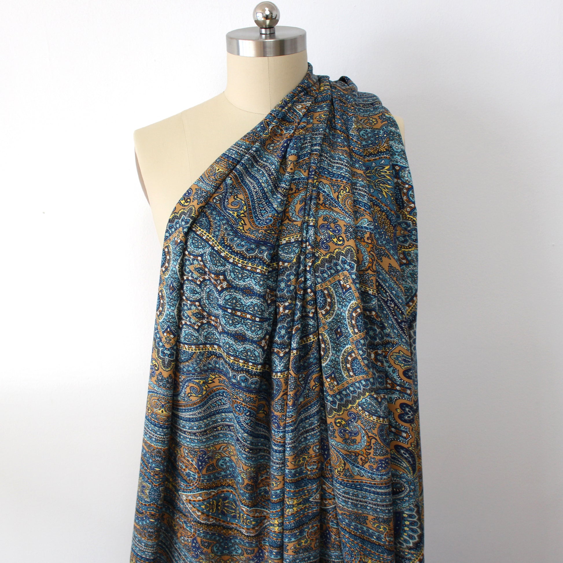 Italian 'paisley path' viscose crepe woven