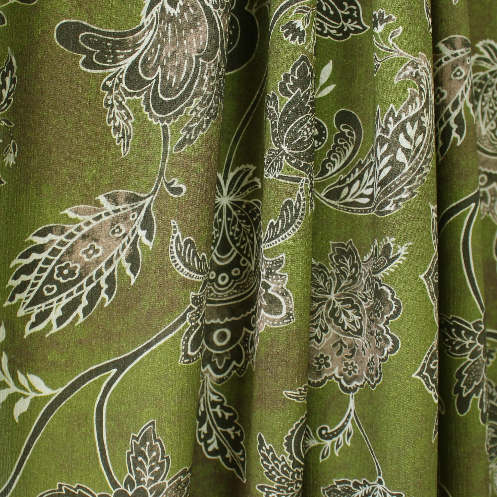 The Ko0ples 'olive paisley' viscose crinkle crepe