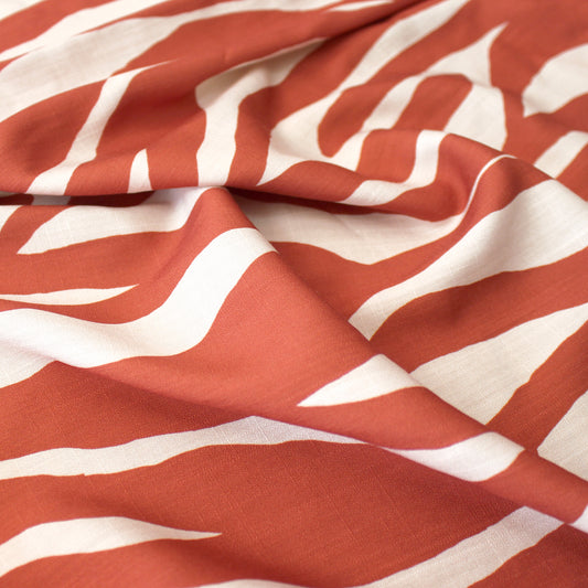'zephyr' linen-look rayon woven - terracotta