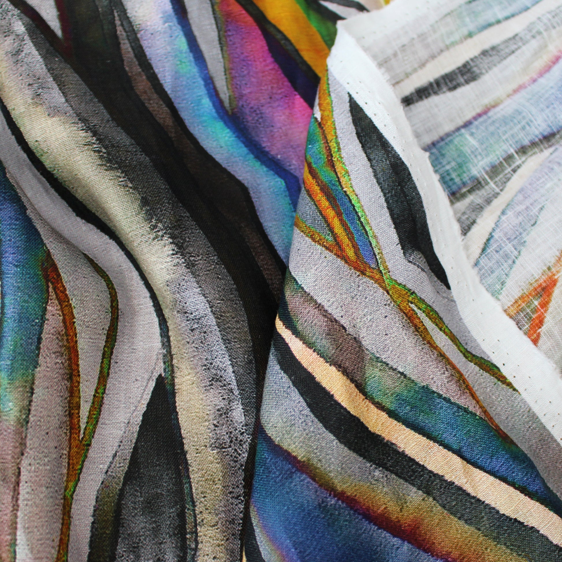 100% linen digital print 'abstract landscape' - sunrise