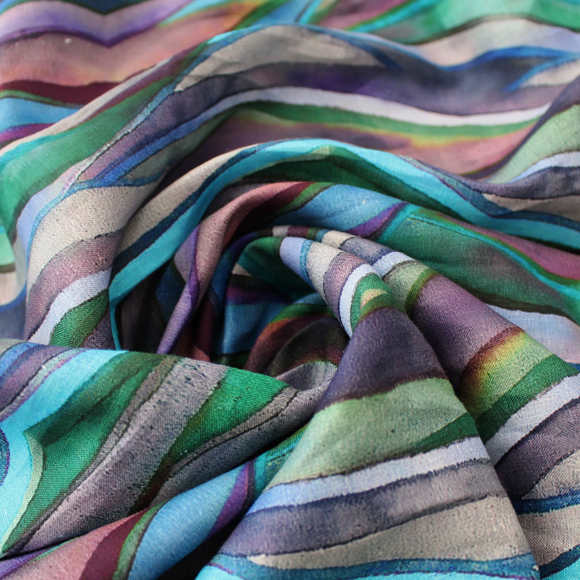 100% linen digital print 'abstract landscape' - ocean