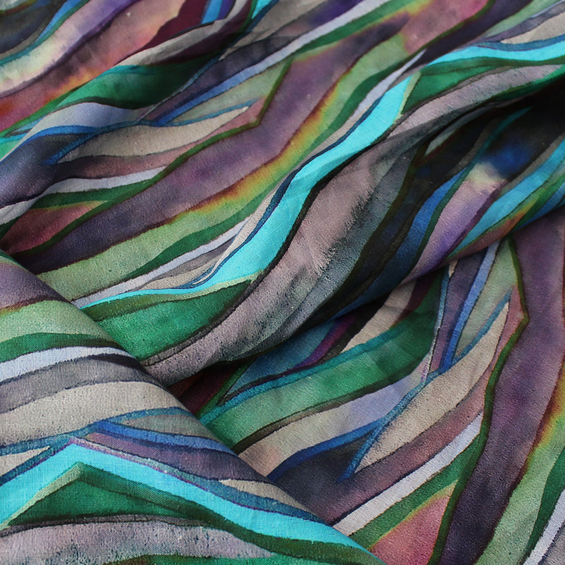 100% linen digital print 'abstract landscape' - ocean