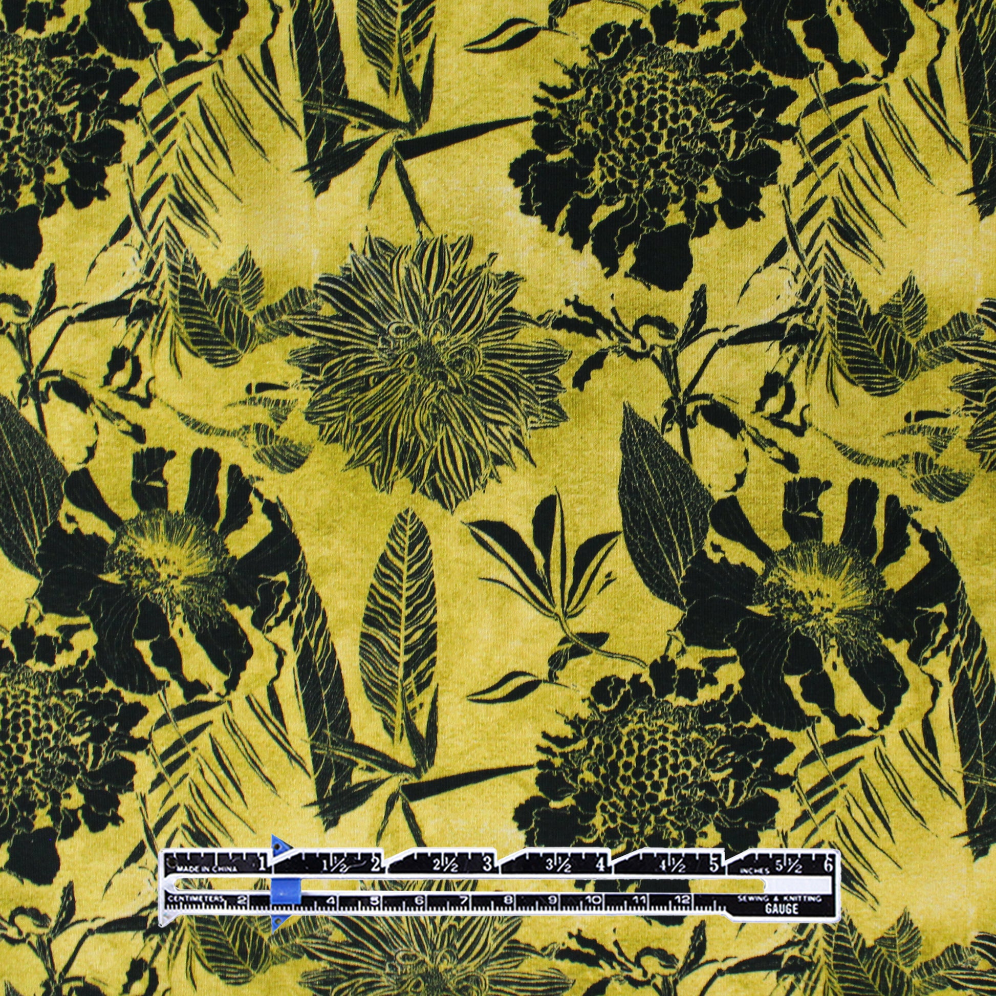 Dutch digital cotton knit 'golden floral' Oeko-Tex cert.