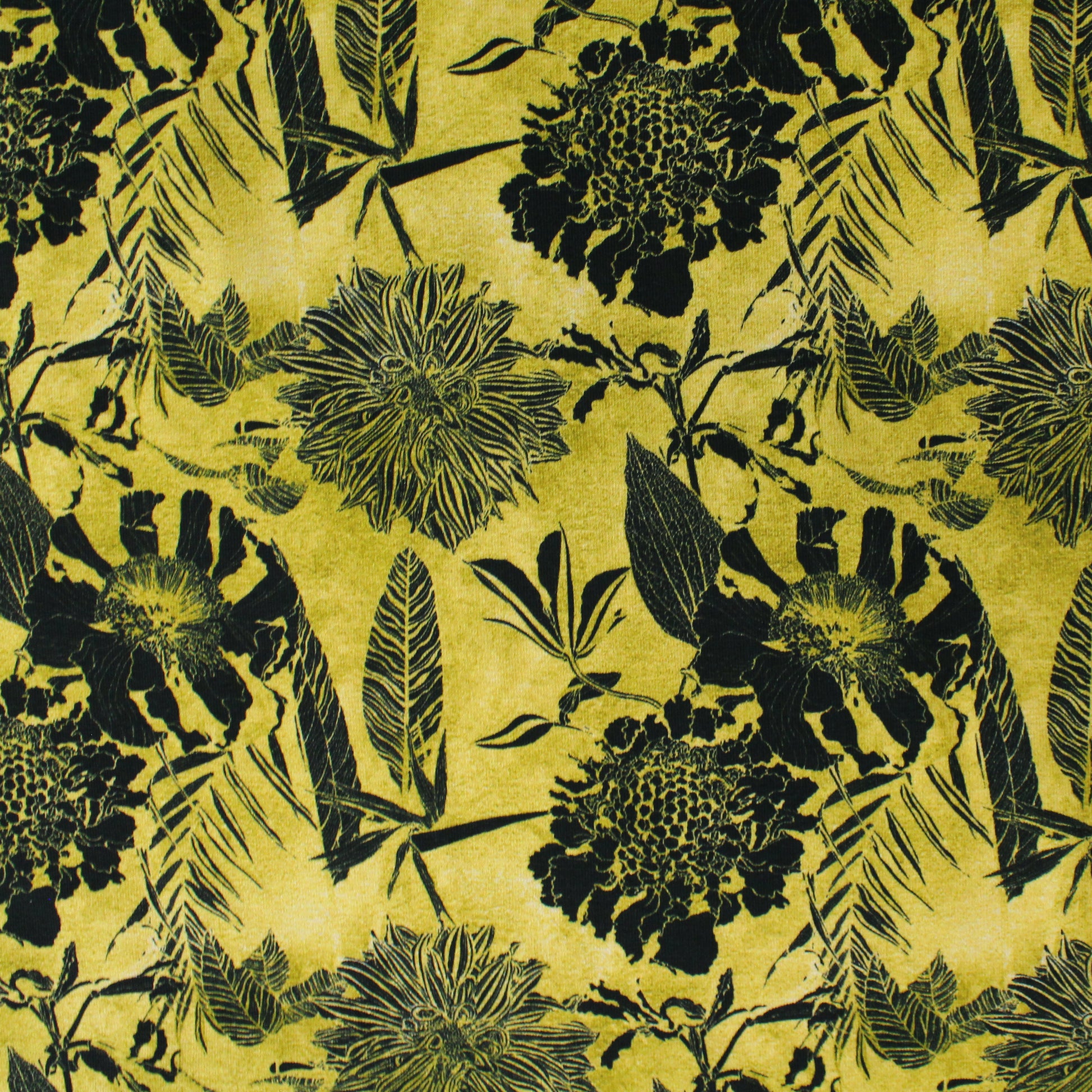 Dutch digital cotton knit 'golden floral' Oeko-Tex cert.