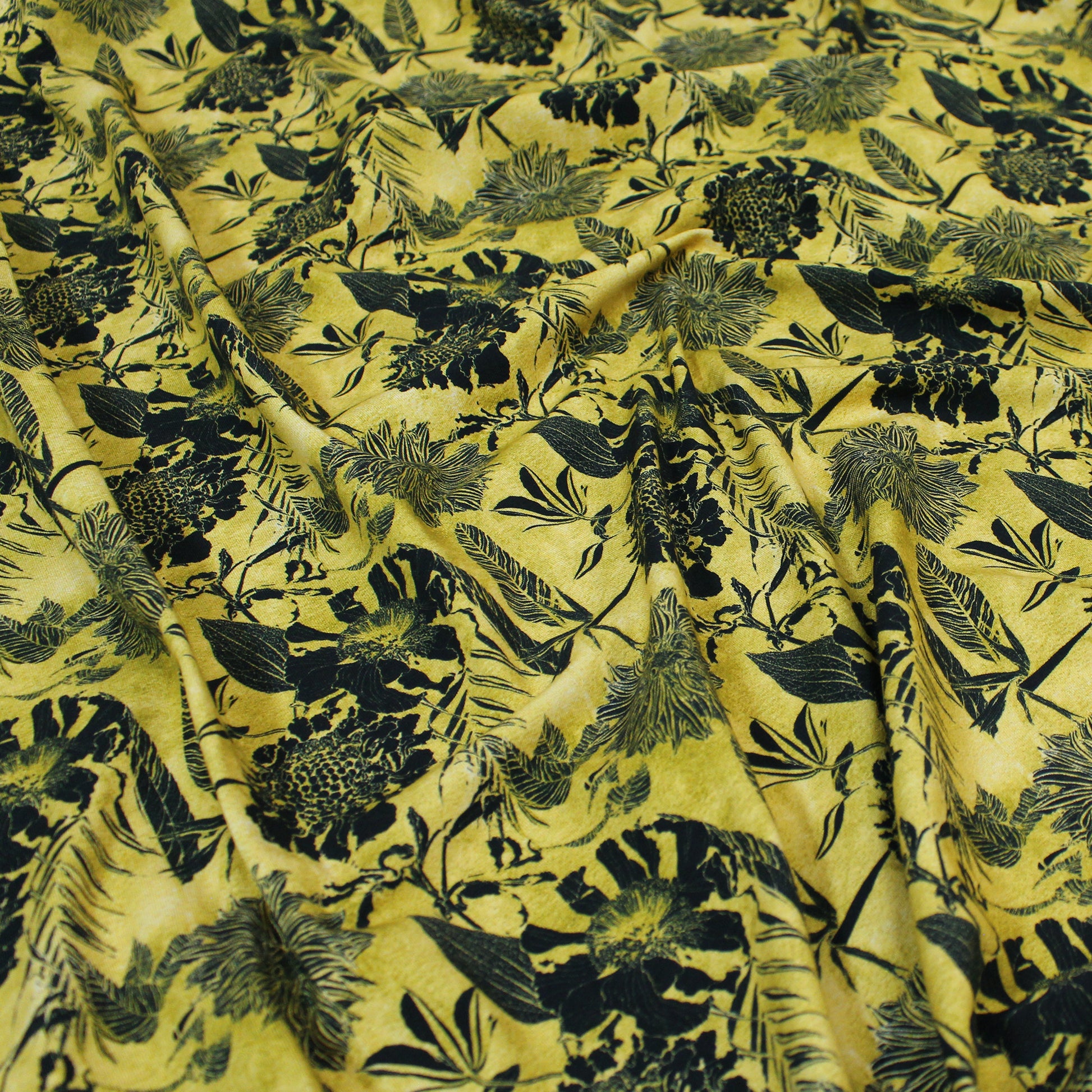 Dutch digital cotton knit 'golden floral' Oeko-Tex cert.