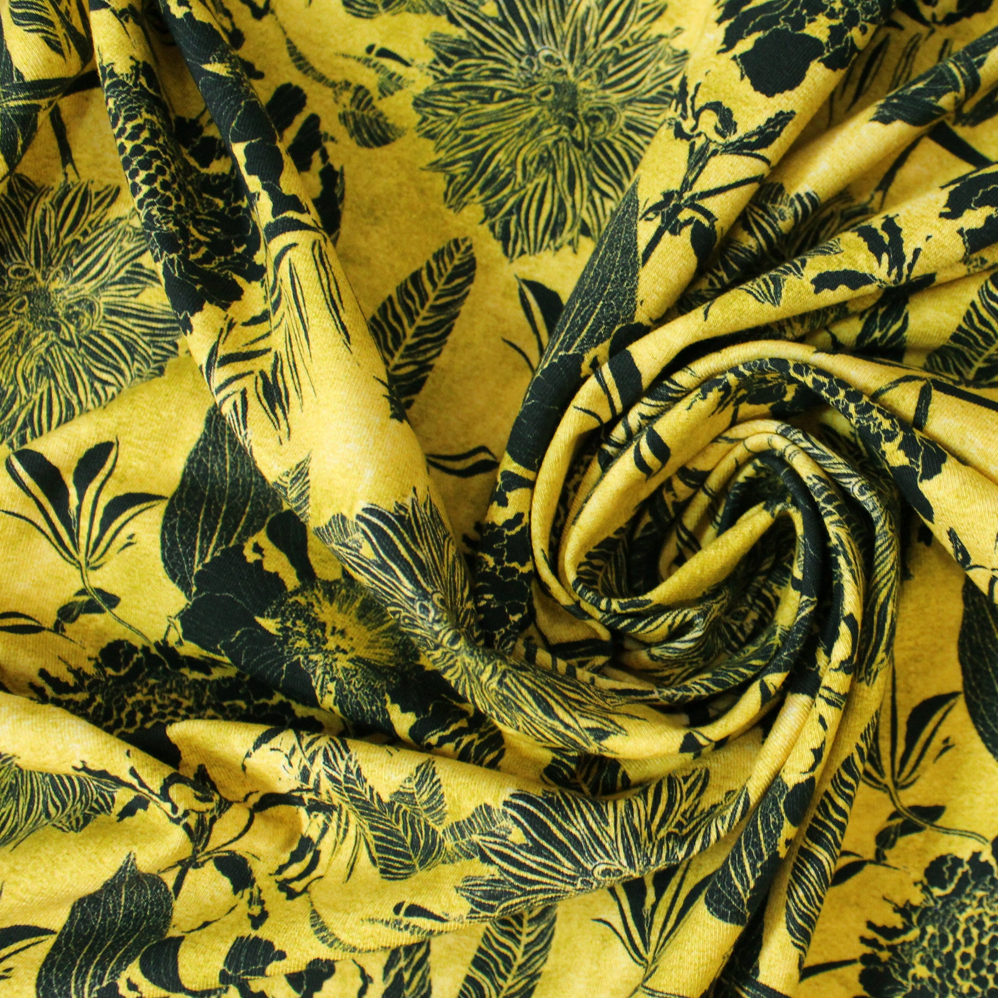 Dutch digital cotton knit 'golden floral' Oeko-Tex cert.