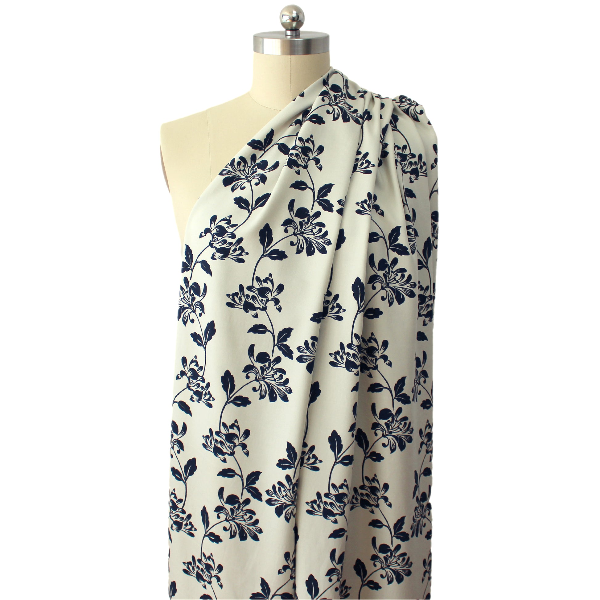 M@x Mara Ecovero floral blouseweight twill - birch/ink