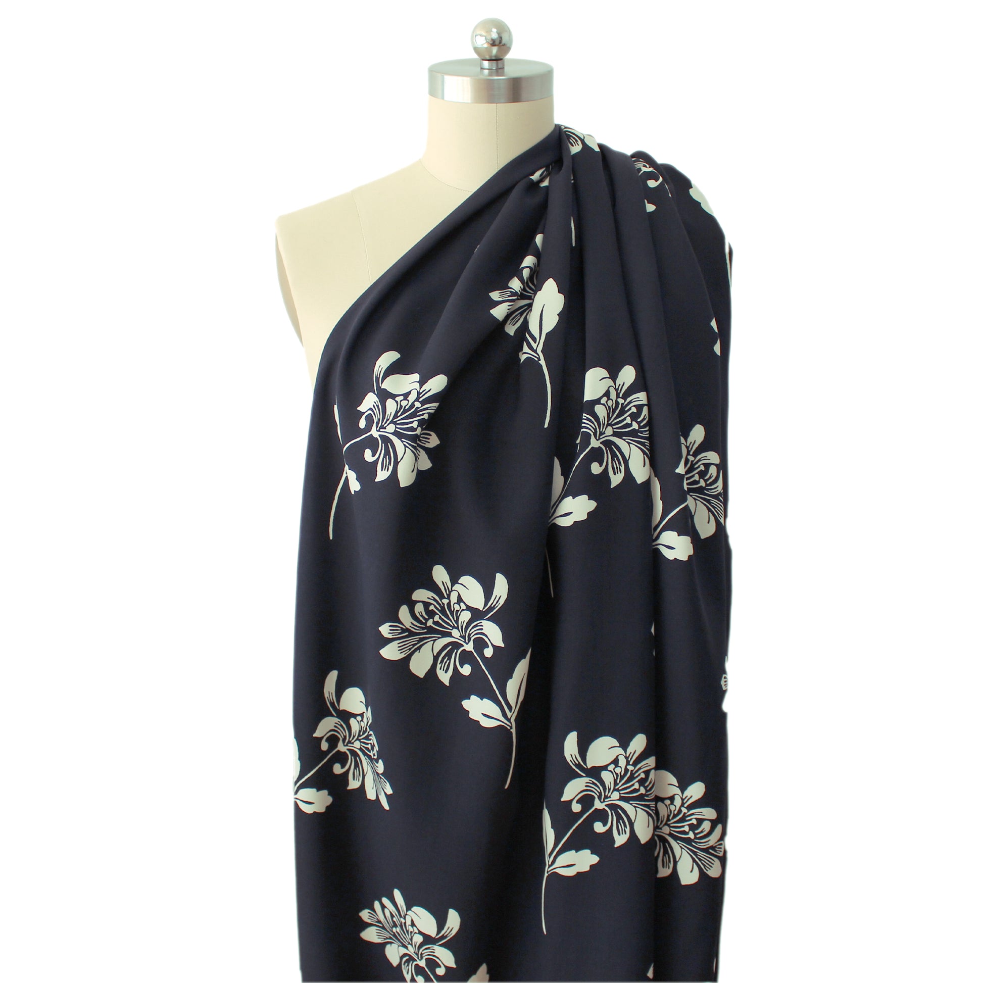 M@x Mara Ecovero floral blouseweight twill - ink/birch