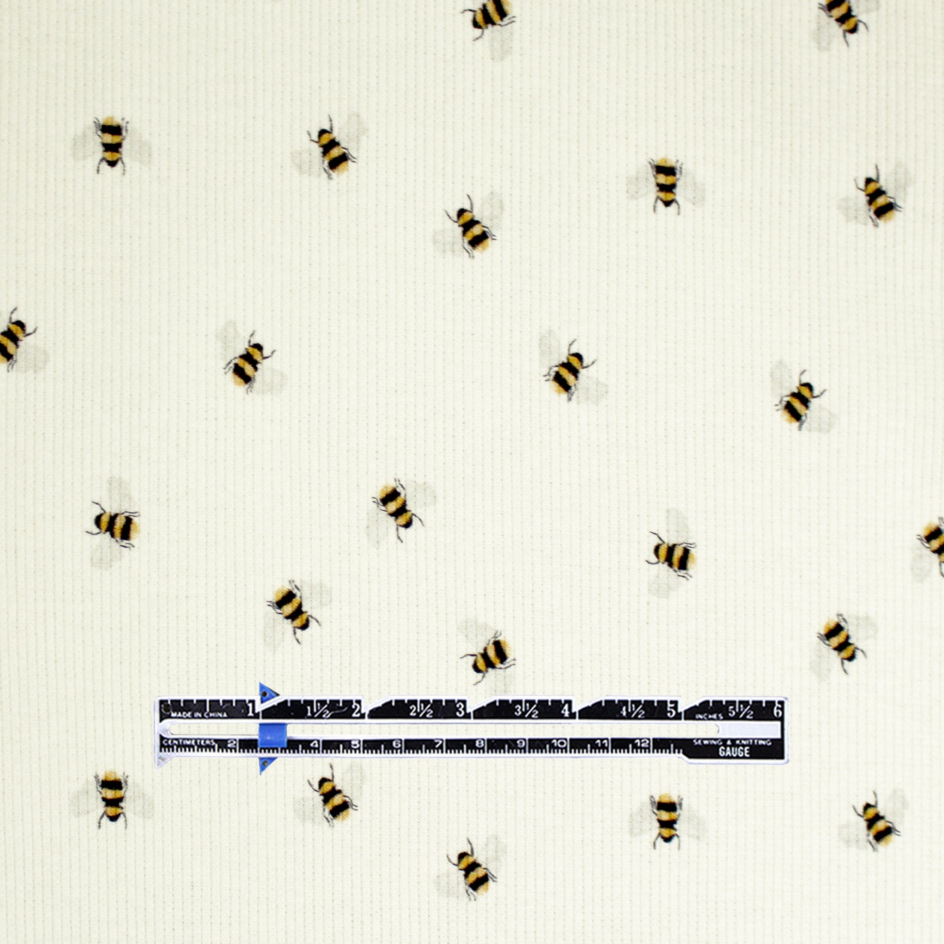 'busy bee' cotton rib knit, Oeko-Tex - cream