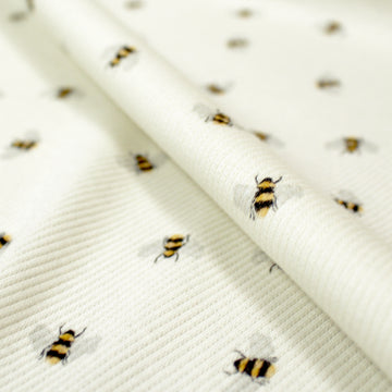 'busy bee' cotton rib knit, Oeko-Tex - cream
