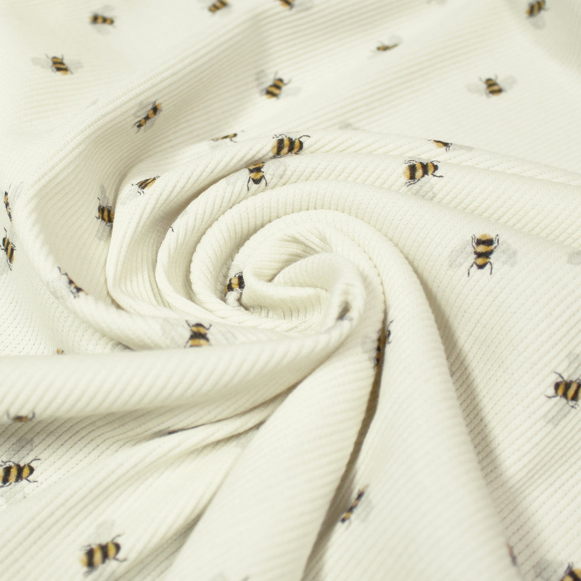 'busy bee' cotton rib knit, Oeko-Tex - cream