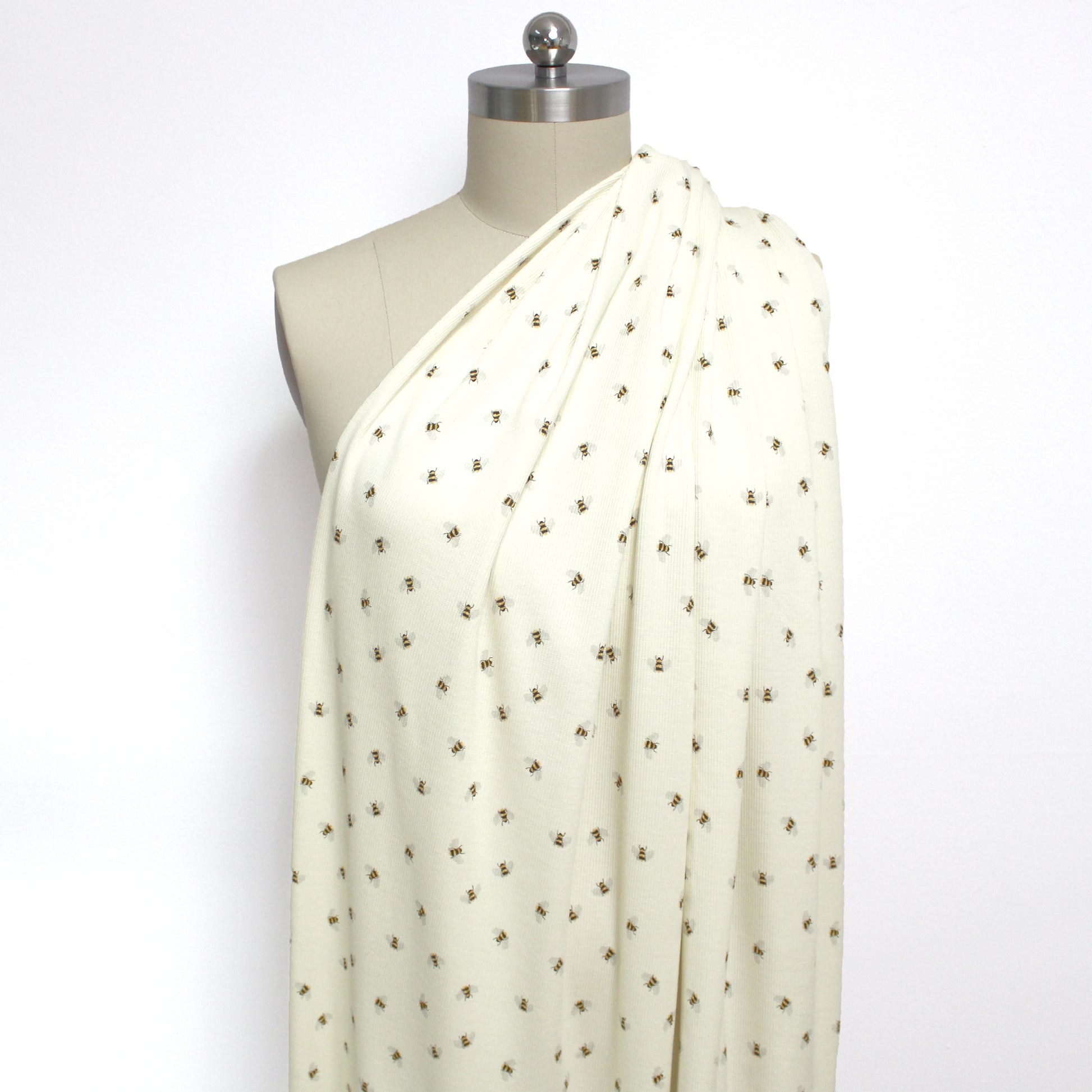 'busy bee' cotton rib knit, Oeko-Tex - cream