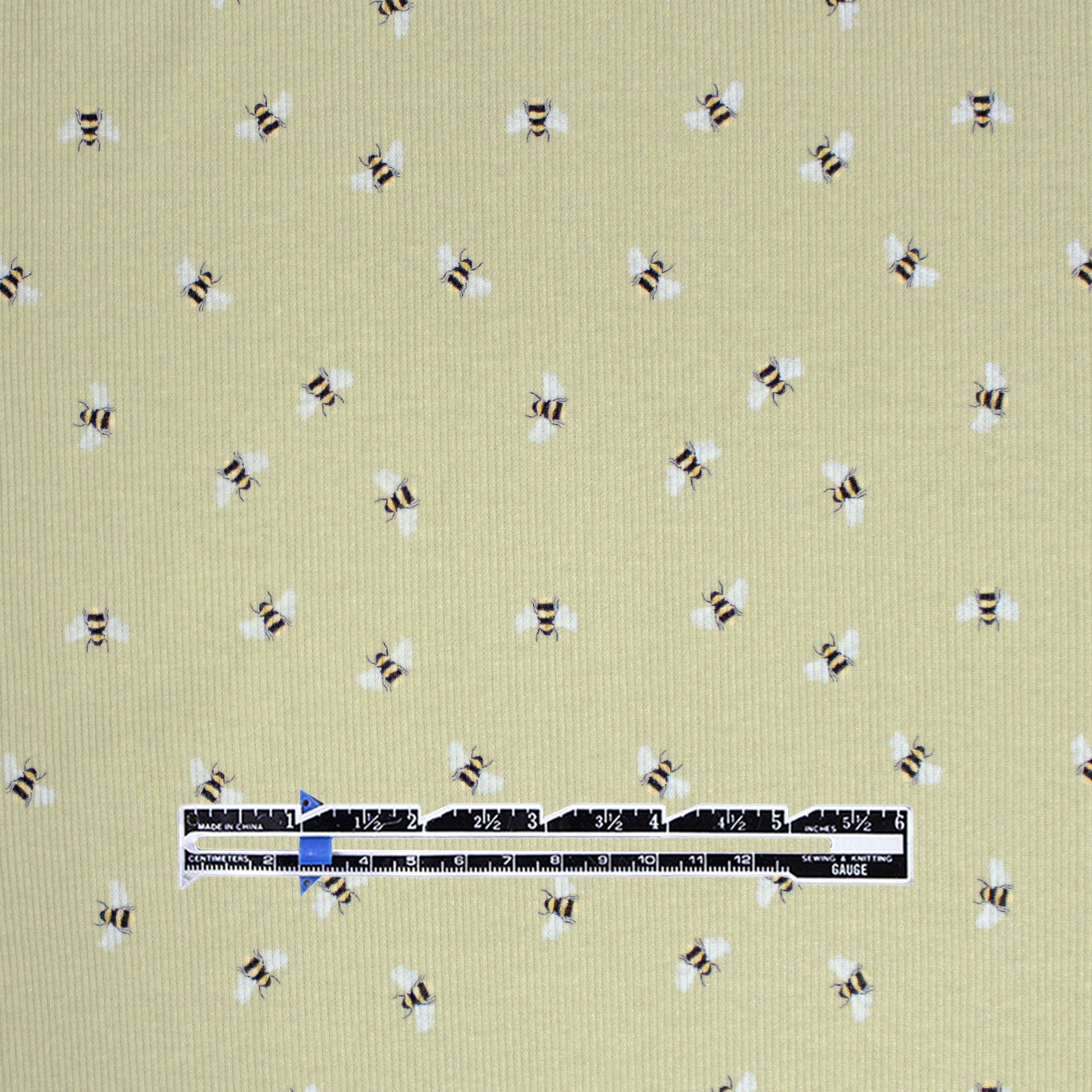 'busy bee' cotton rib knit, Oeko-Tex - wheat