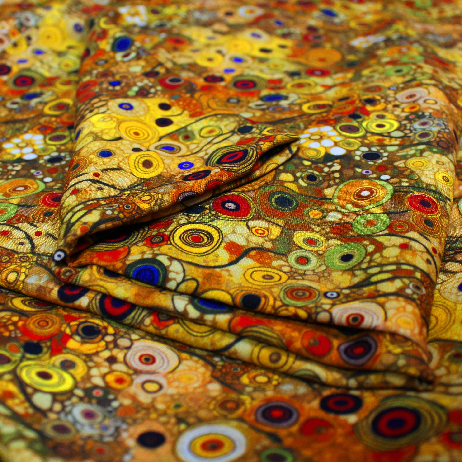 Dutch digital 'Klimt study' viscose knit, Oeko-Tex cert. - gold