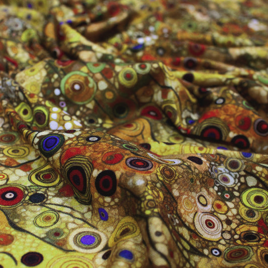 Dutch digital 'Klimt study' viscose knit, Oeko-Tex cert. - gold