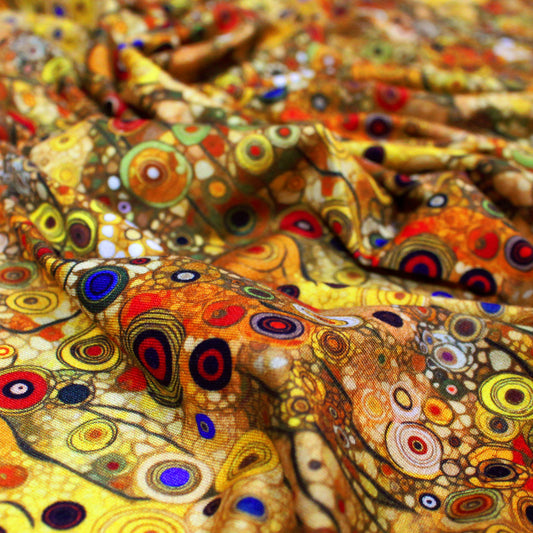 Dutch digital 'Klimt study' viscose knit, Oeko-Tex cert. - gold