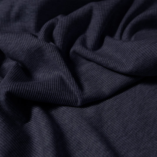 USA rayon spandex rib knit - peacoat