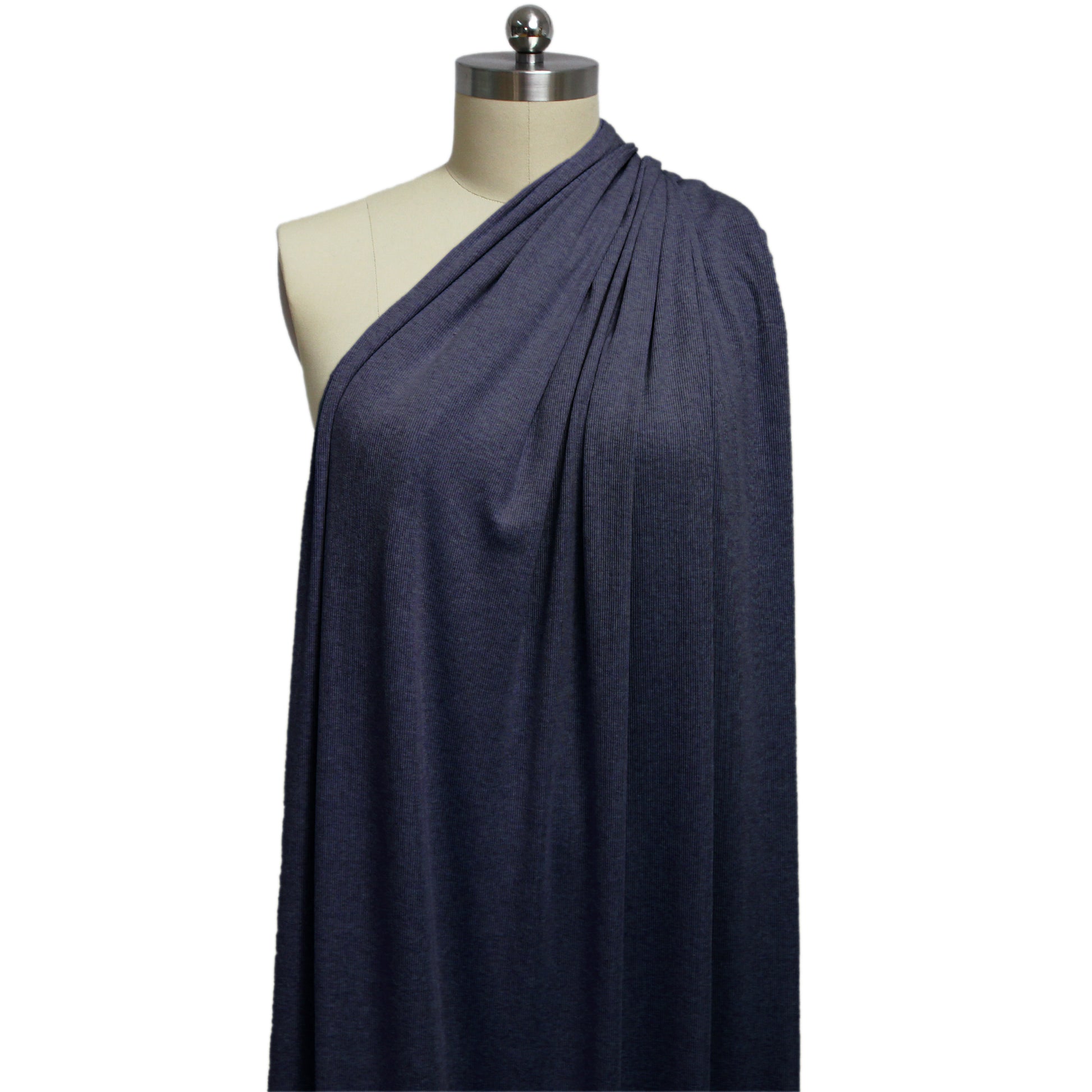 USA rayon spandex rib knit - peacoat