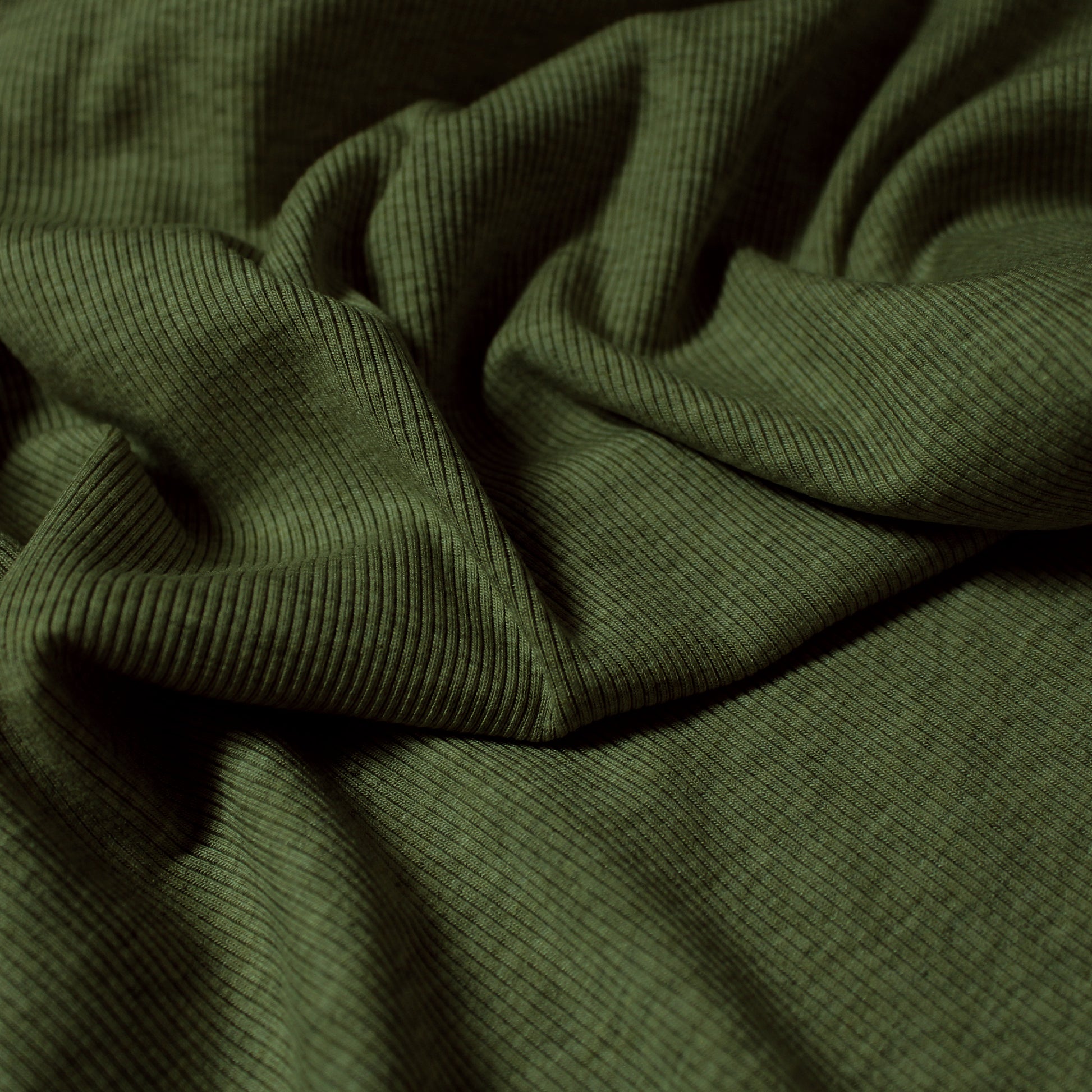USA rayon spandex rib knit - heathered olive
