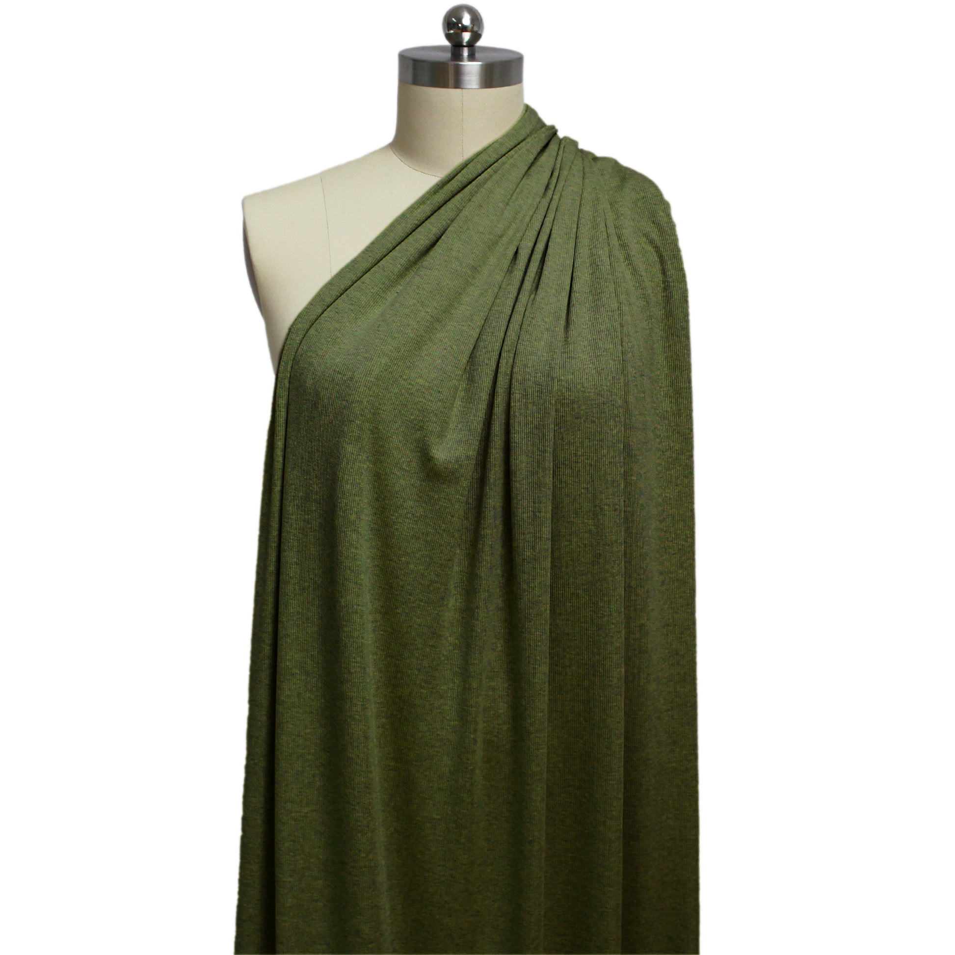 USA rayon spandex rib knit - heathered olive