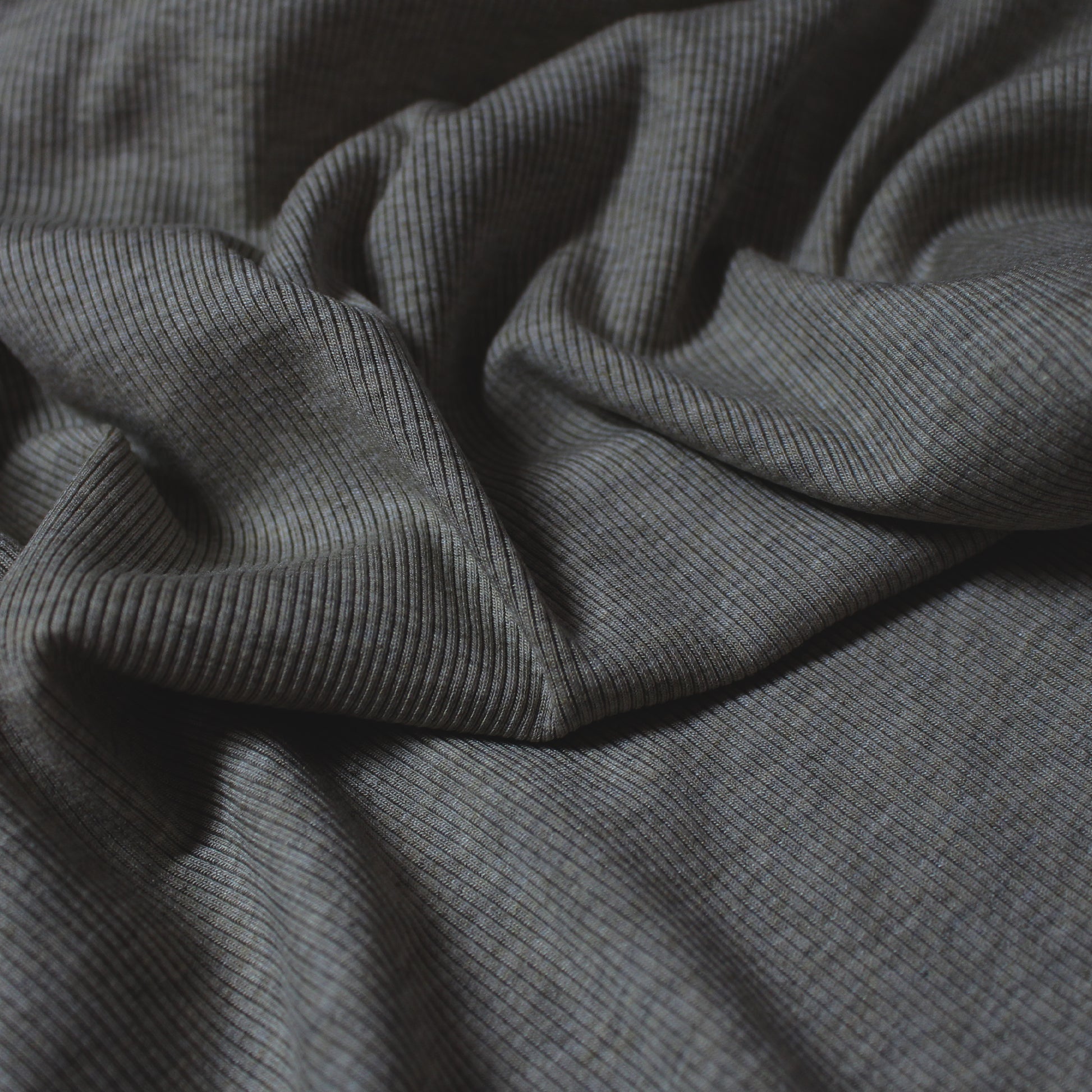 USA rayon spandex rib knit - heathered steel