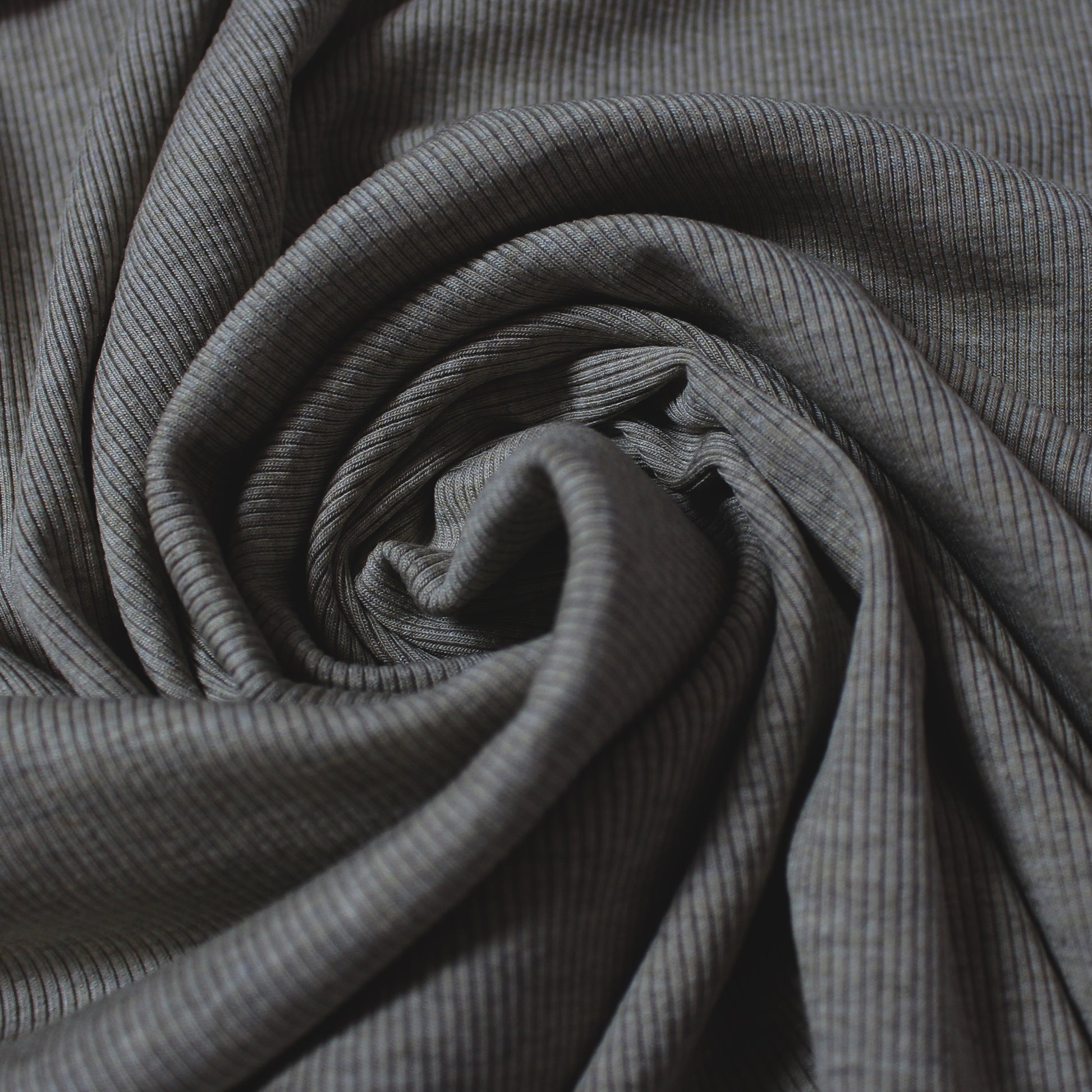 USA rayon spandex rib knit - heathered steel