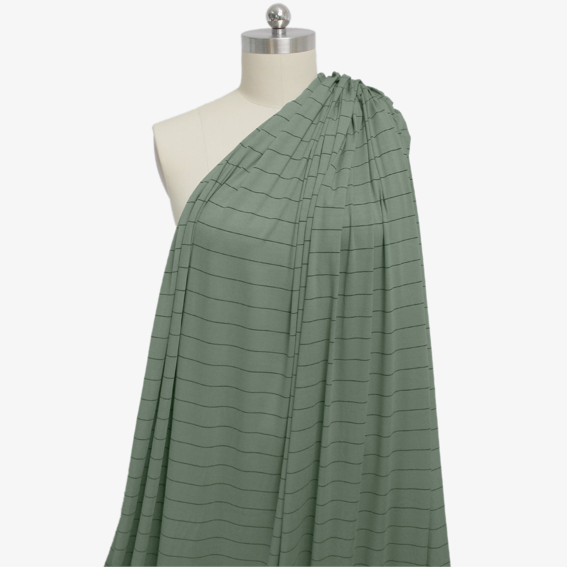 yarn-dyed wide stripe viscose/spandex jersey - silver sage/black