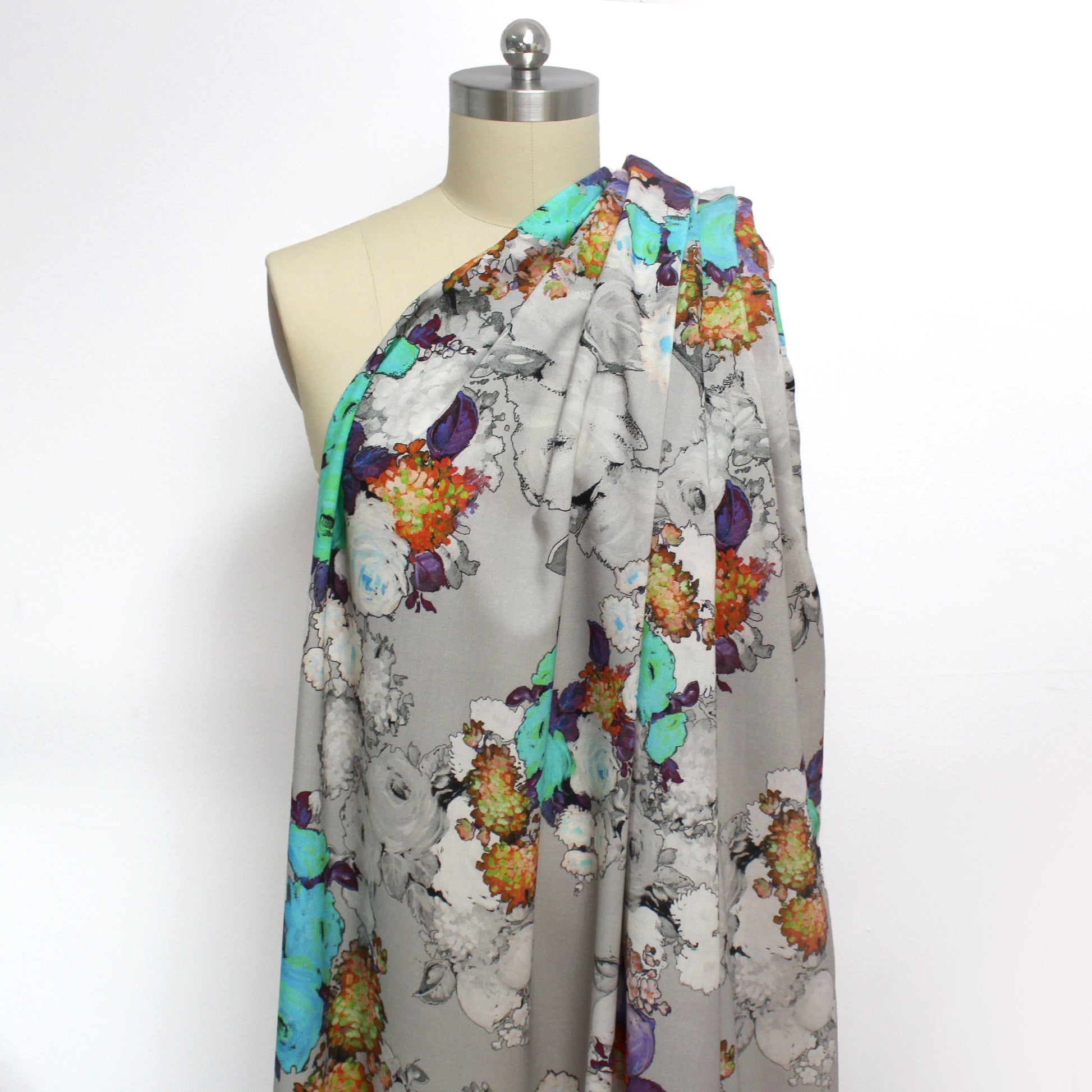 Italian 'garden musings' wool/cotton crepe woven