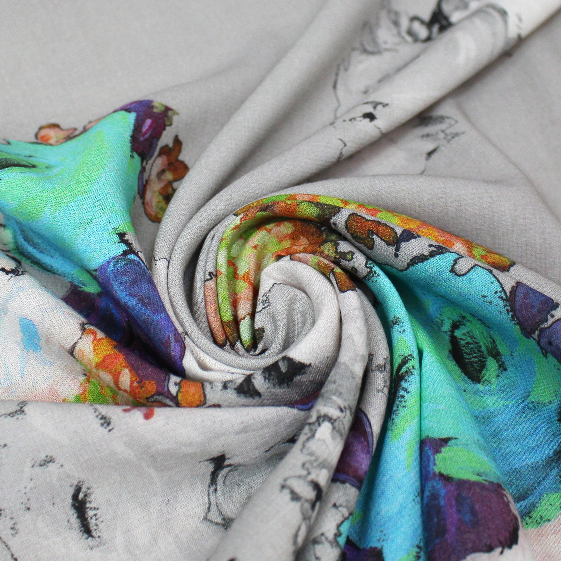 Italian 'garden musings' wool/cotton crepe woven