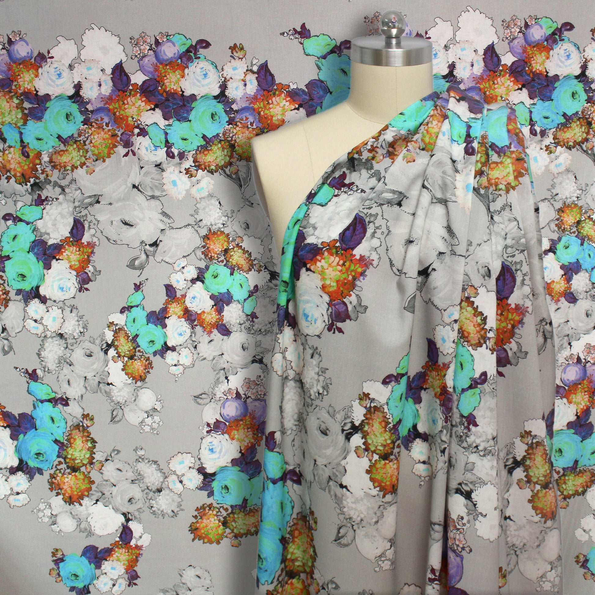 Italian 'garden musings' wool/cotton crepe woven