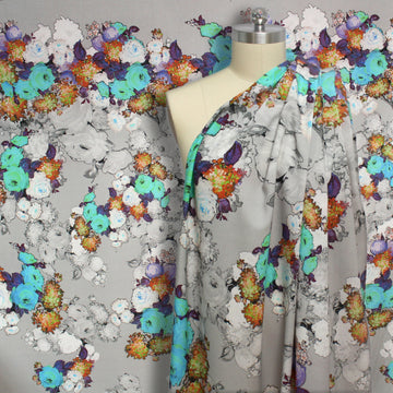 Italian 'garden musings' wool/cotton crepe woven