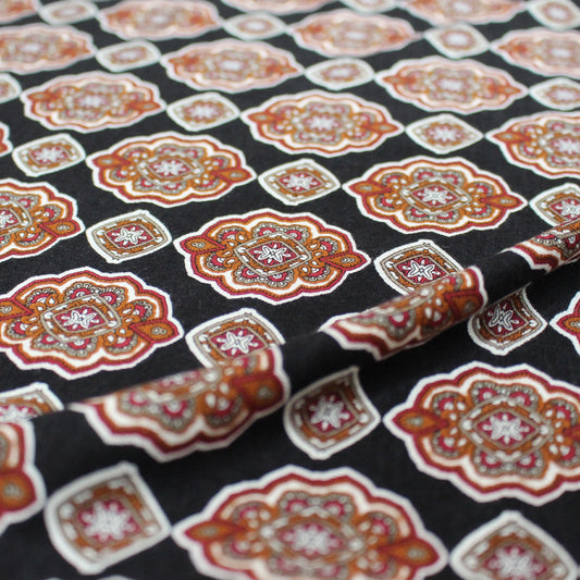 'bronze medallion' drapey viscose knit - black