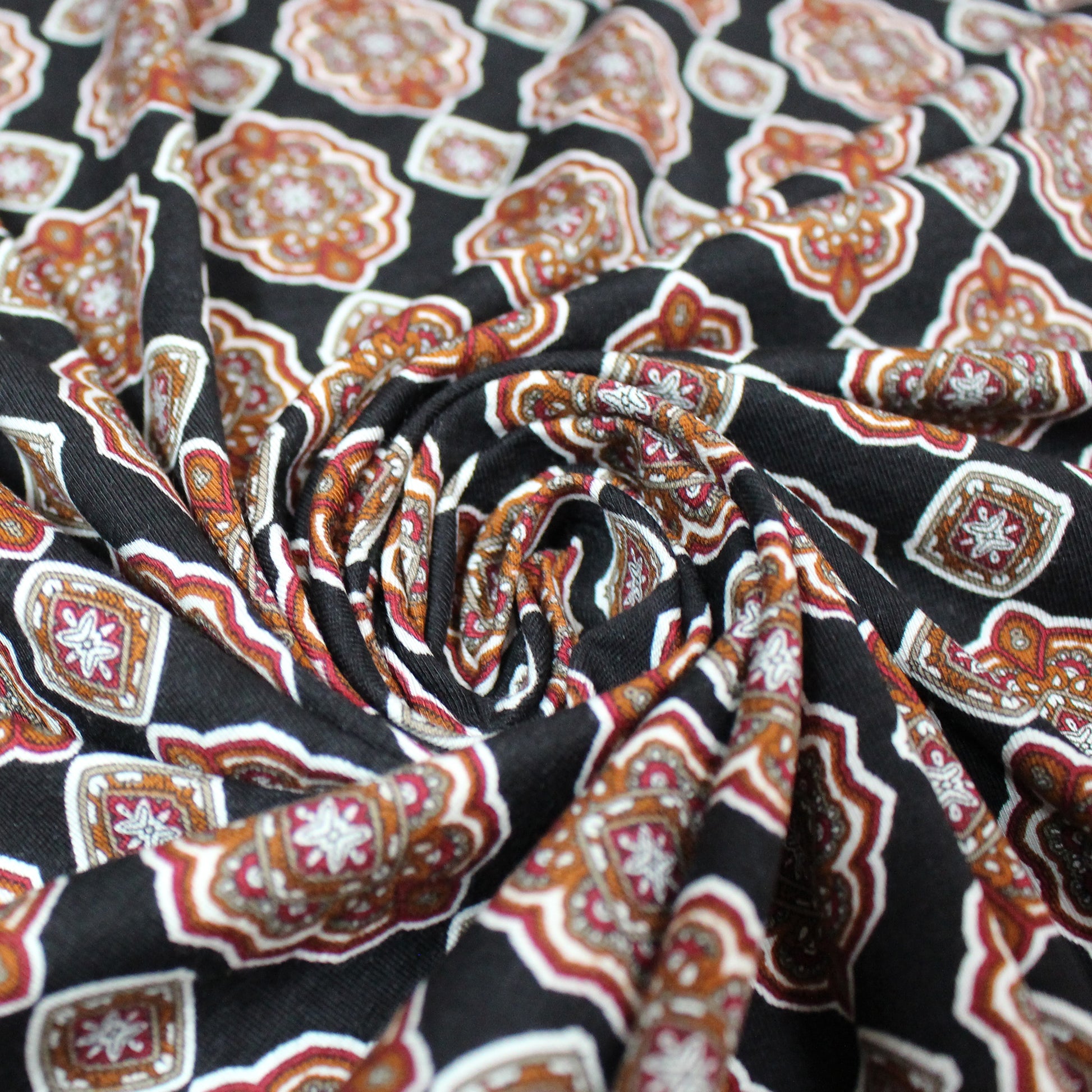 'bronze medallion' drapey viscose knit - black