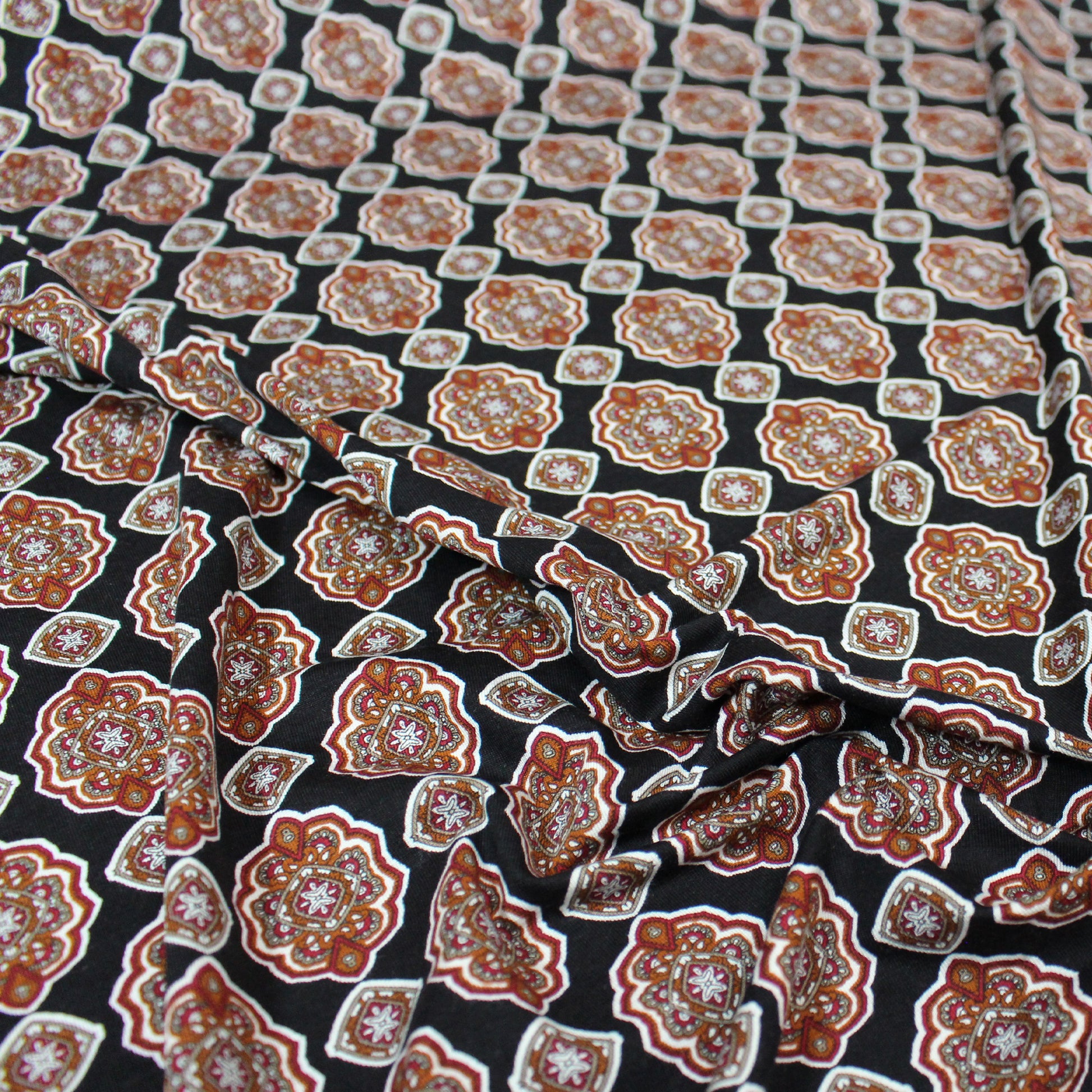 'bronze medallion' drapey viscose knit - black