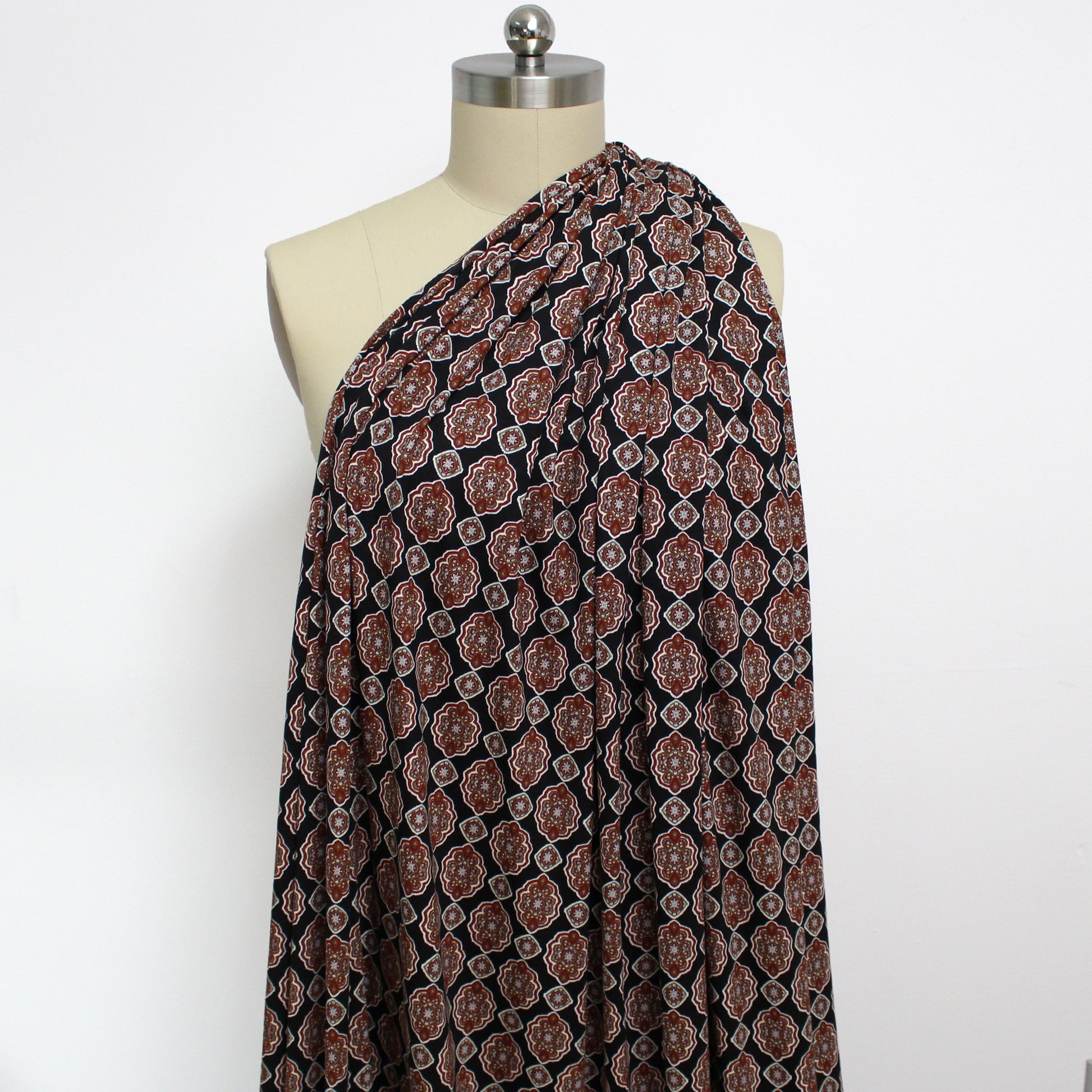 'bronze medallion' drapey viscose knit - black