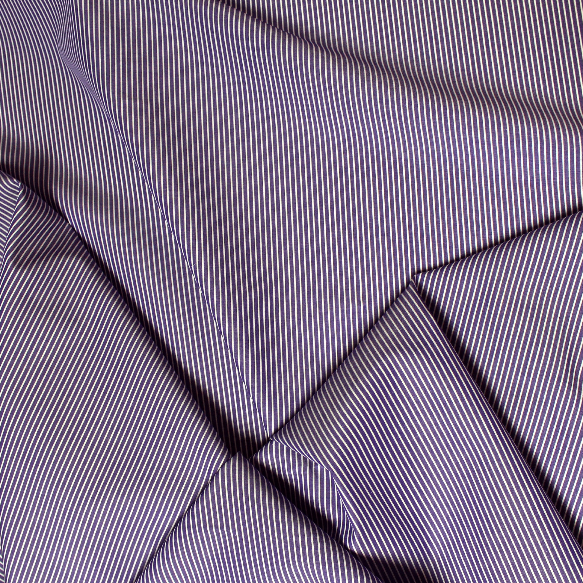 Italian striped lightweight oxford shirting - blue/white