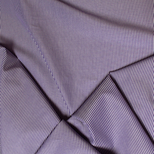 Italian striped lightweight oxford shirting - blue/white