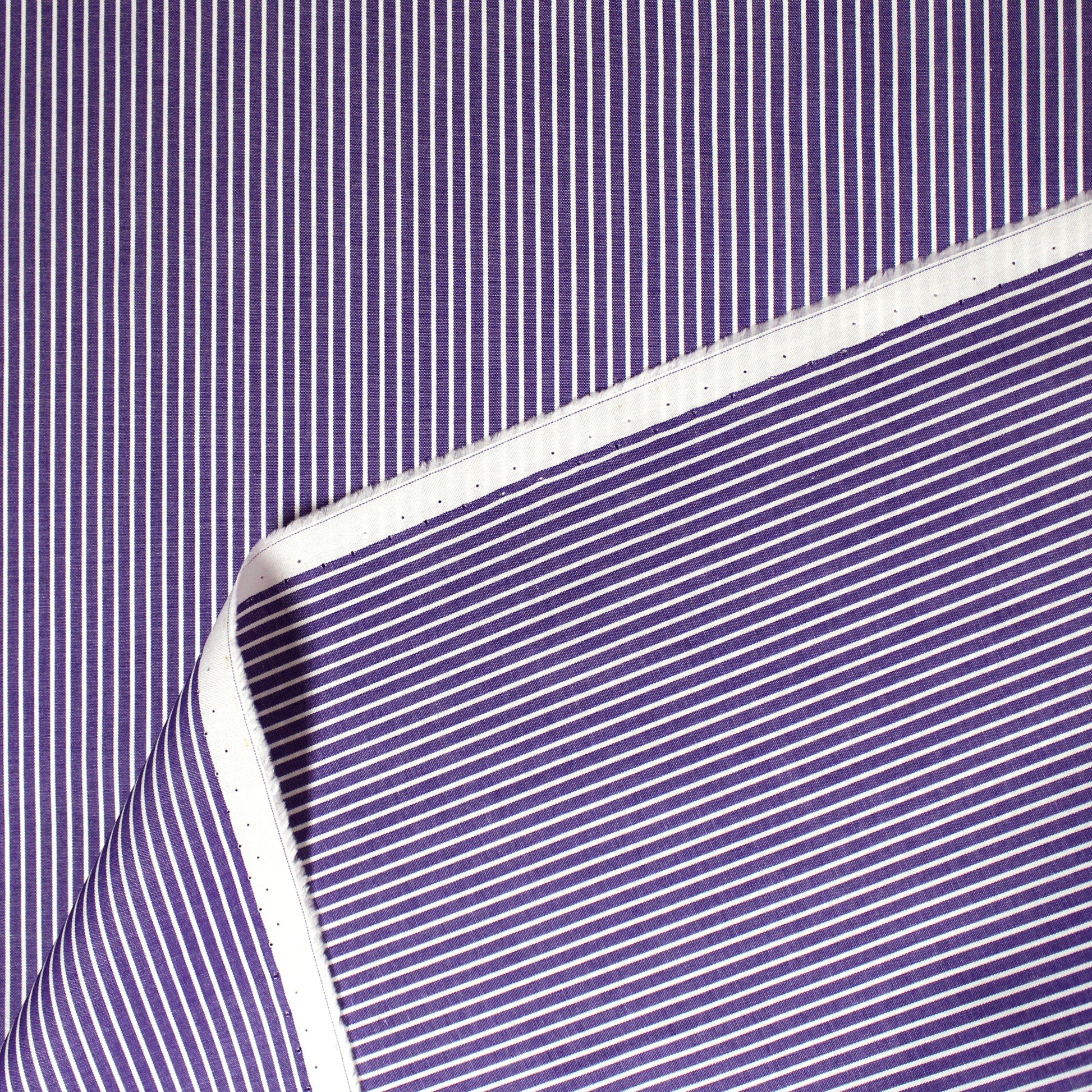 Italian striped lightweight oxford shirting - blue/white