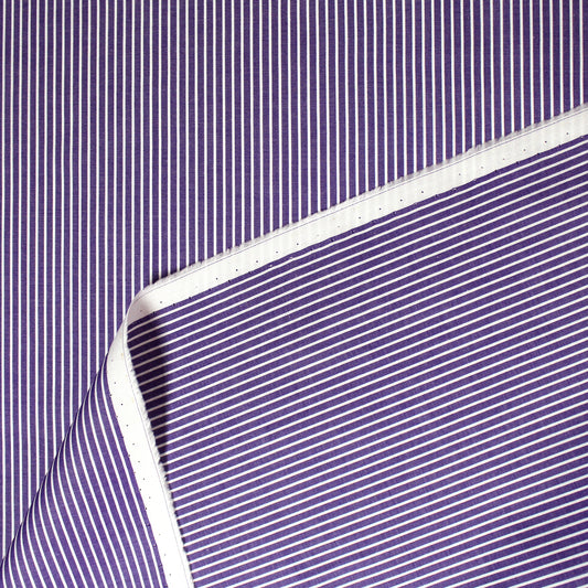 Italian striped lightweight oxford shirting - blue/white