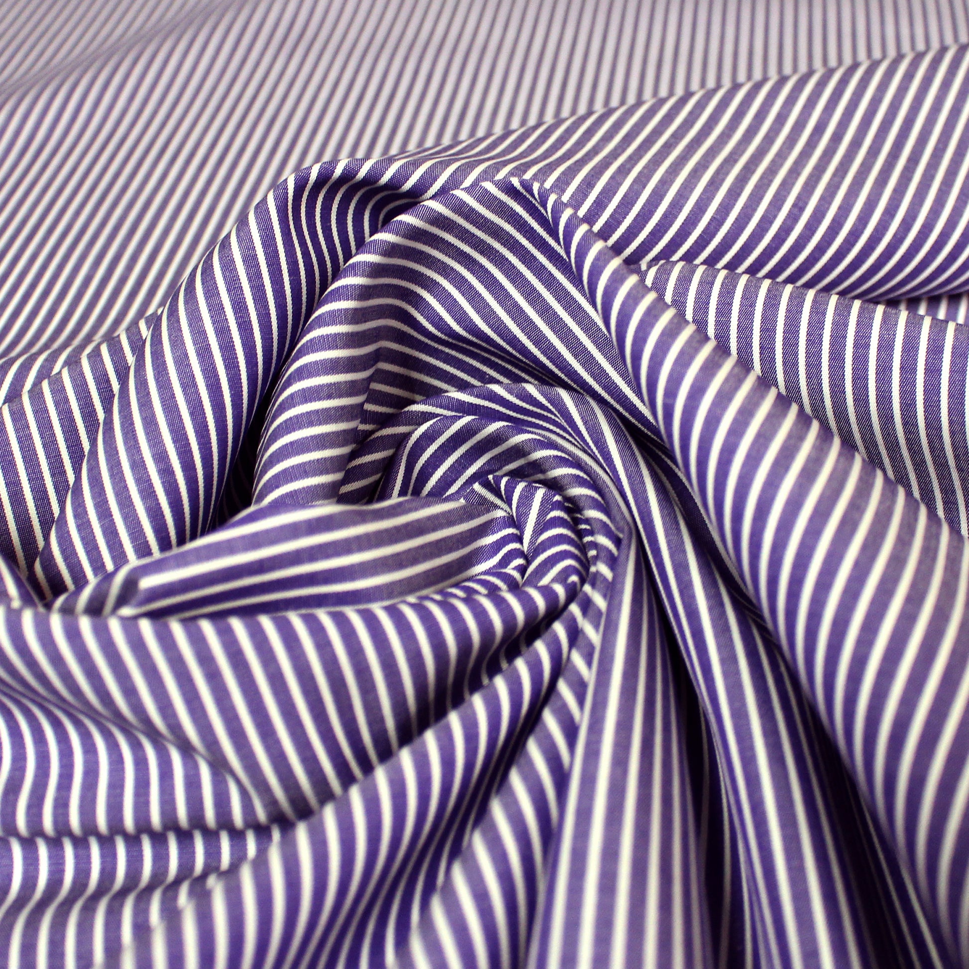 Italian striped lightweight oxford shirting - blue/white